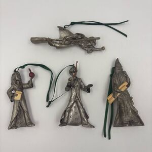Vintage Harry Potter Hallmark Pewter Hanging Ornament Bundle 2000